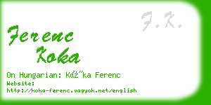 ferenc koka business card